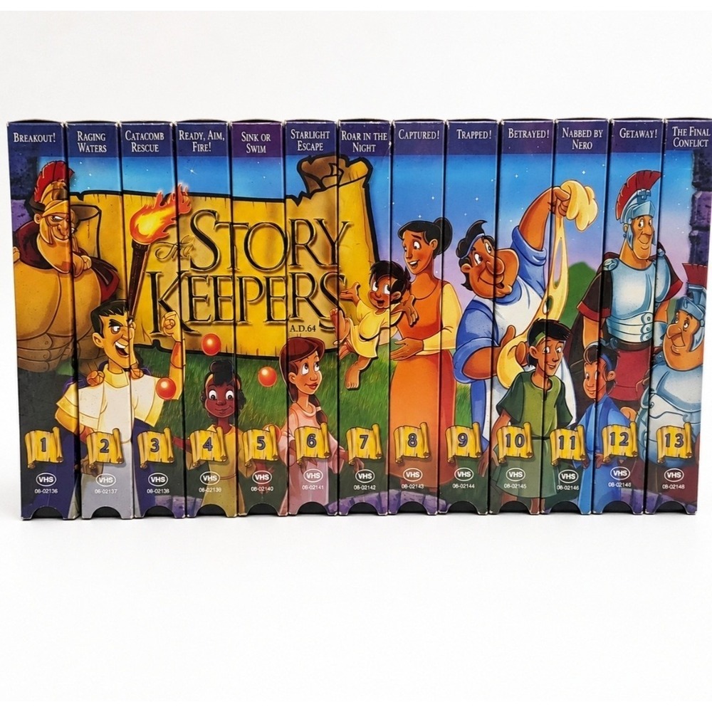The Story Keepers AD 64 Christian Cartoon Series on VHS Tapes 13 Tape Set As Is